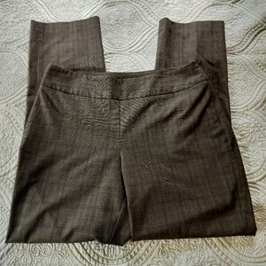 2/$30 Chicos Brown Plaid Womens Trousers‎ Size 1.5 M 10 Business Casual Office